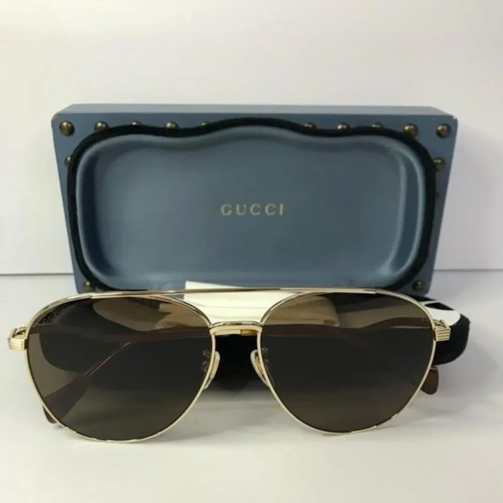 💯 - New Authentic Gucci Brown Pilot Ladies Sunglasses GG0969S 002